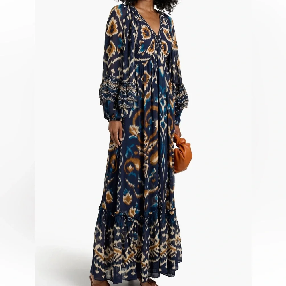 NWT Farm Rio Pineapple Ikat Maxi Dress - Picture 2 of 4